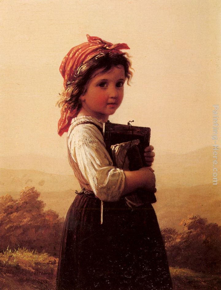 A Little Schoolgirl painting - Johann Georg Meyer von Bremen A Little Schoolgirl art painting